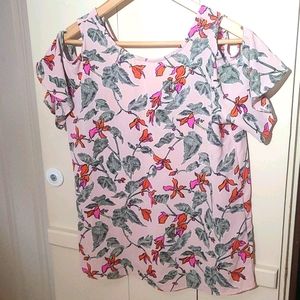 Floral cold shoulder blouse